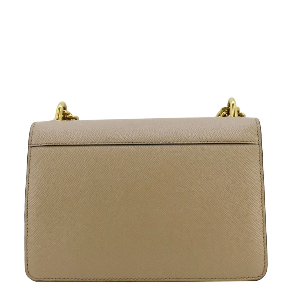 PRADA Soft Saffiano Leather Crossbody Bag Beige