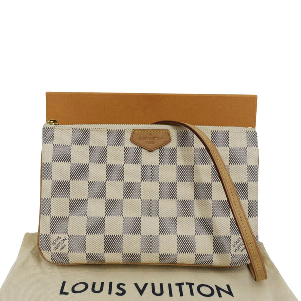 LOUIS VUITTON Double Zip Pochette Damier Azur Crossbody Bag White