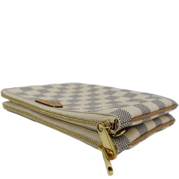 LOUIS VUITTON Double Zip Pochette Damier Azur Crossbody Bag White