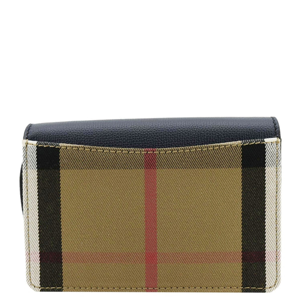 BURBERRY Hampshire Small House Check Wallet On Chain Crossbody Bag Navy Blue