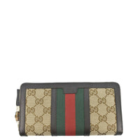 GUCCI Web Rania GG Canvas Zip Around Wallet Beige 353651