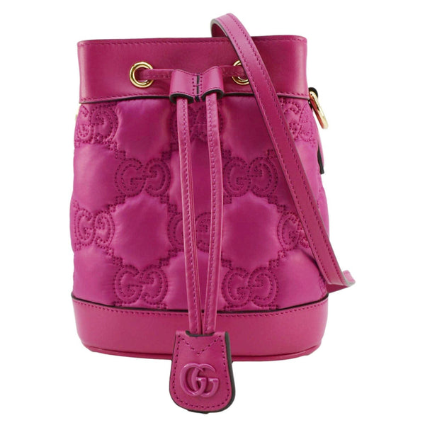 GUCCI GG Matelasse Nylon Bucket Crossbody Bag Pink 728231