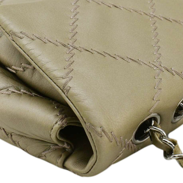 CHANEL Ultra Stitch Small Flap Quilted Calfskin Leather Crossbody Bag Beige