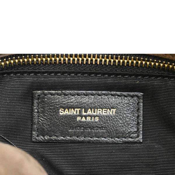 YVES SAINT LAURENT Loulou Puffer Quilted Suede Chain Shoulder Bag Brown