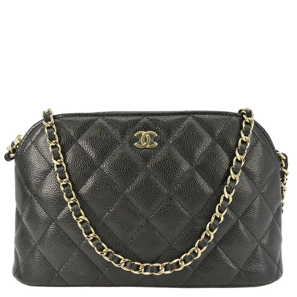 CHANEL Classic Quilted Leather Chain Clutch Crossbody Bag Black