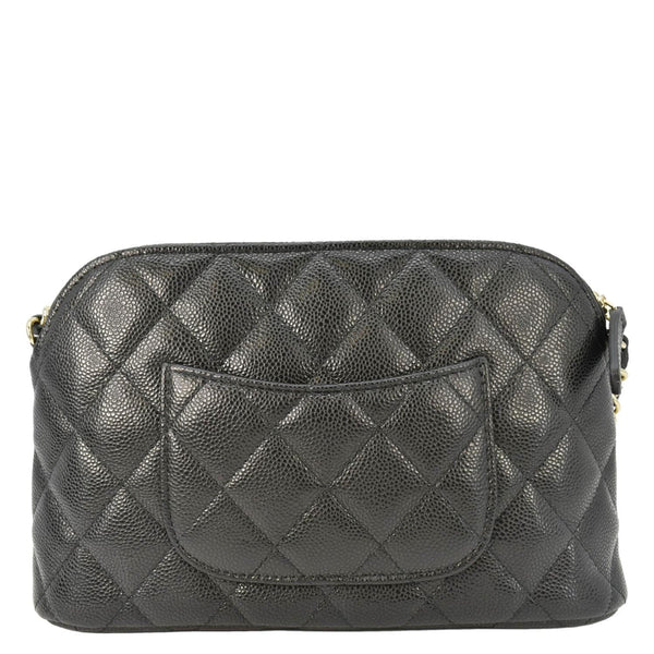 CHANEL Classic Quilted Leather Chain Clutch Crossbody Bag Black