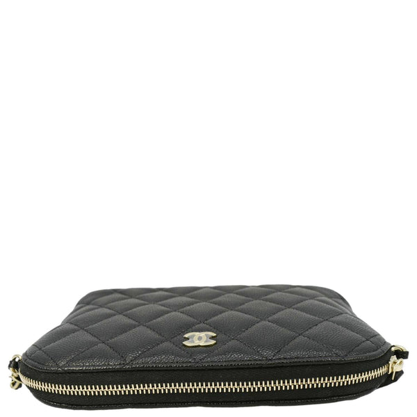 CHANEL Classic Quilted Leather Chain Clutch Crossbody Bag Black