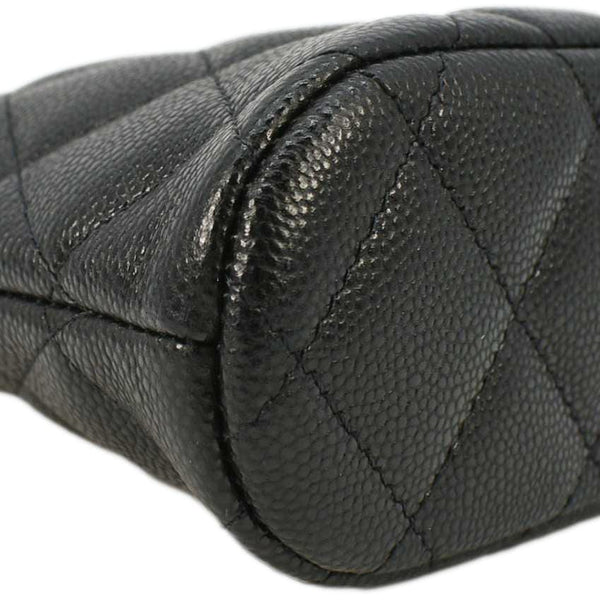 CHANEL Classic Quilted Leather Chain Clutch Crossbody Bag Black