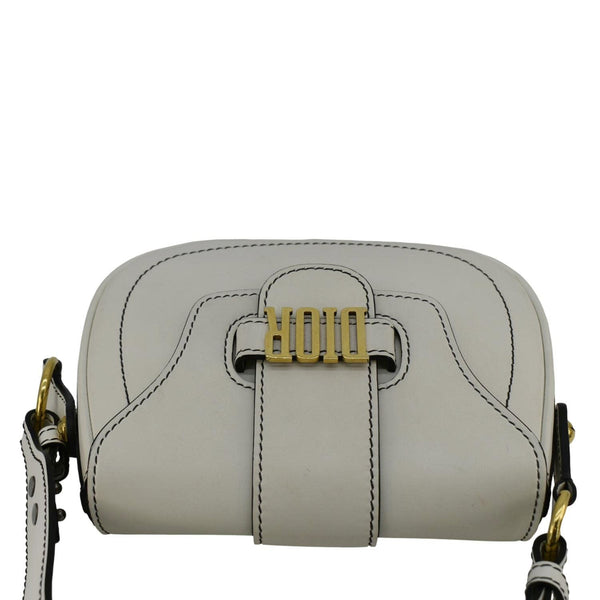 CHRISTIAN DIOR D Fence Calfskin Leather Saddle Bag White