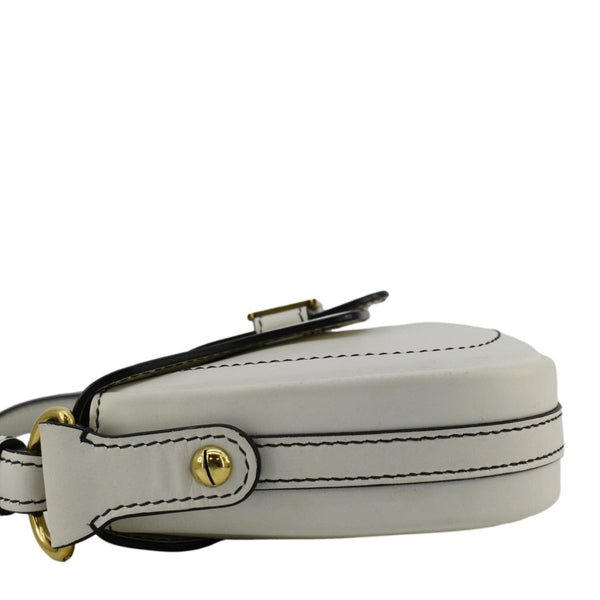 CHRISTIAN DIOR D Fence Calfskin Leather Saddle Bag White