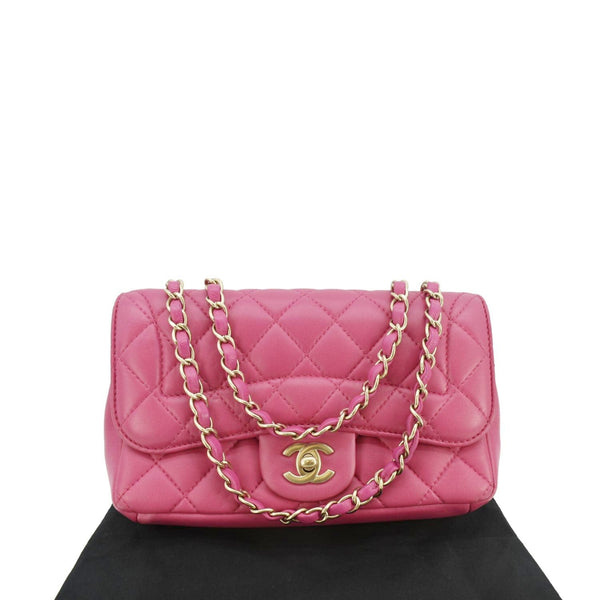 CHANEL Chic Flap Quilted Lambskin Leather Crossbody Bag Pink