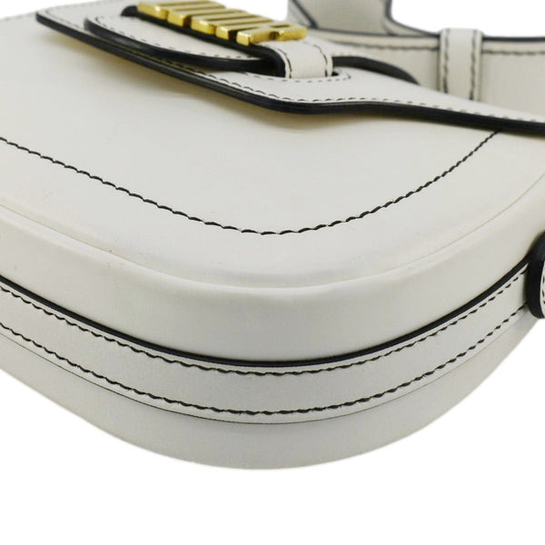 CHRISTIAN DIOR D Fence Calfskin Leather Saddle Bag White