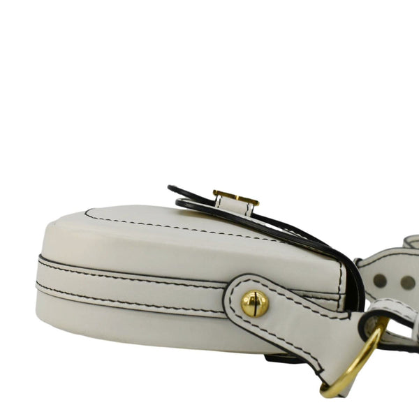 CHRISTIAN DIOR D Fence Calfskin Leather Saddle Bag White