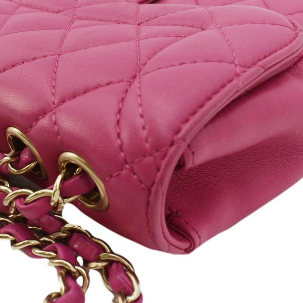 CHANEL Chic Flap Quilted Lambskin Leather Crossbody Bag Pink