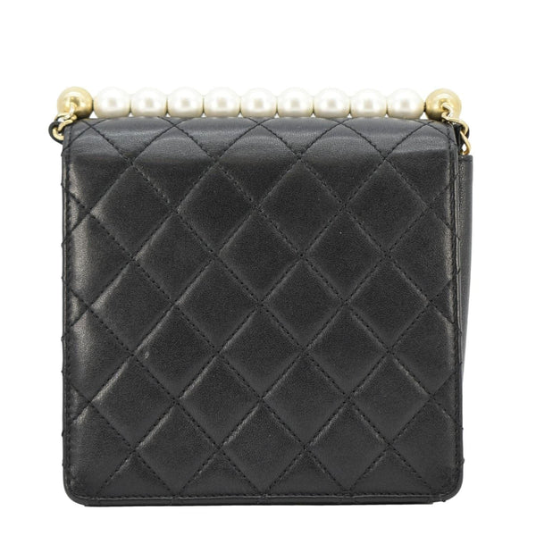 CHANEL Chic Pearls Flap Quilted Leather Shoulder Bag Black