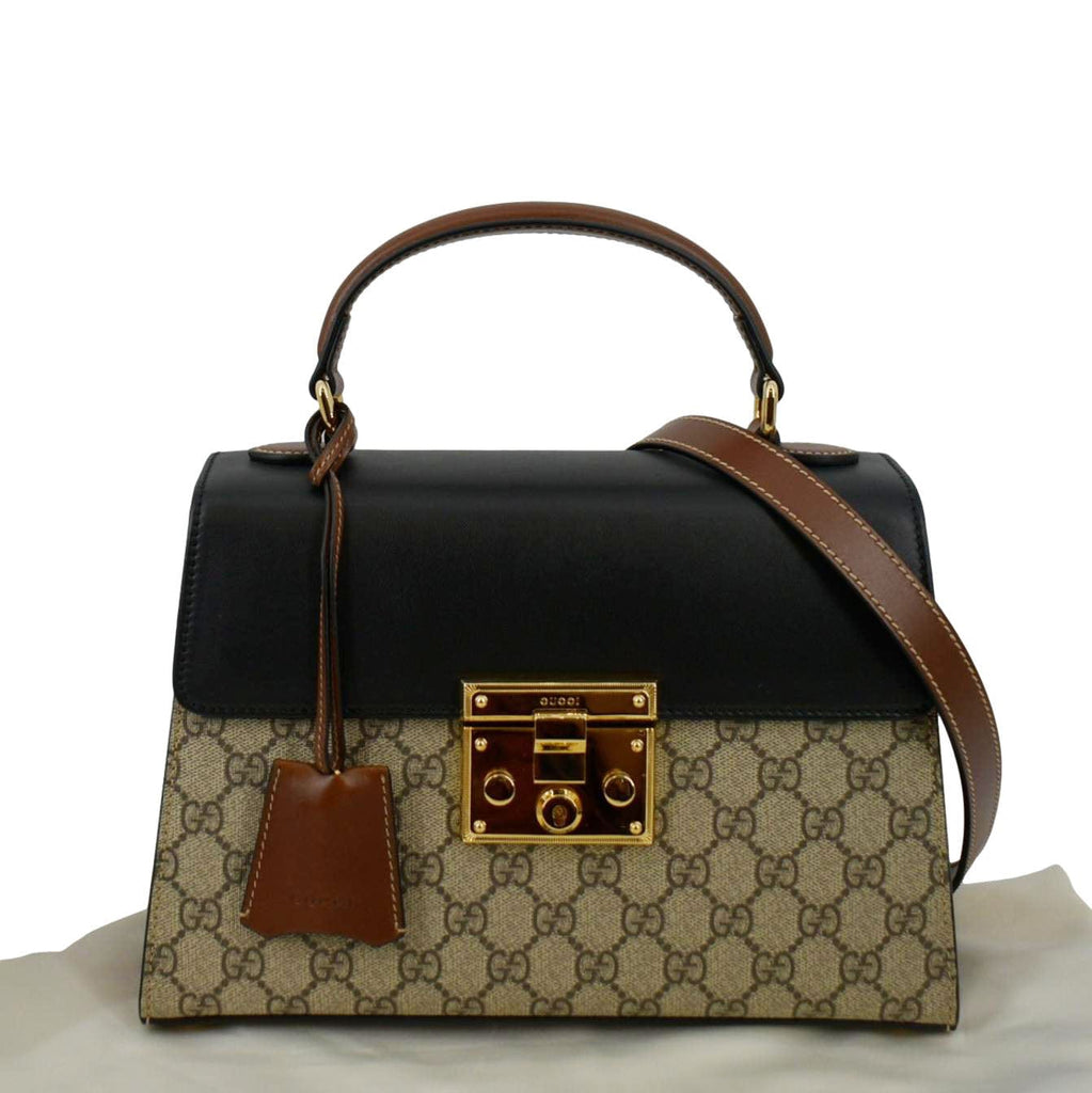 GUCCI Small Signature Padlock GG Supreme Monogram Top Handle Shoulder