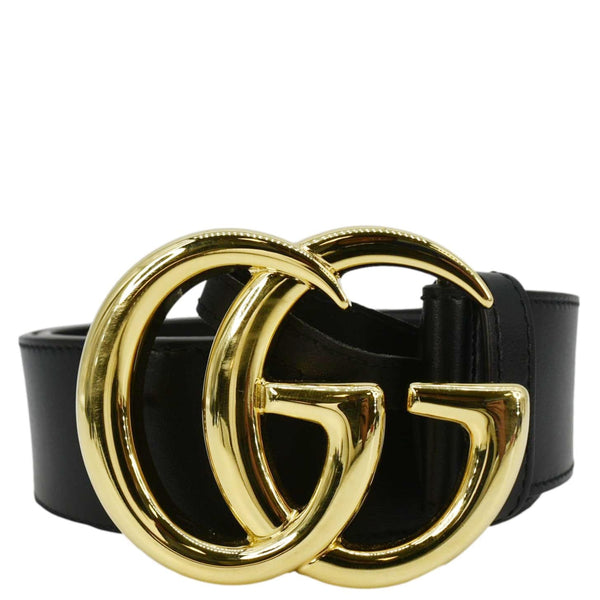 GUCCI Double G Buckle Leather Belt Black 406831 Size 90.36