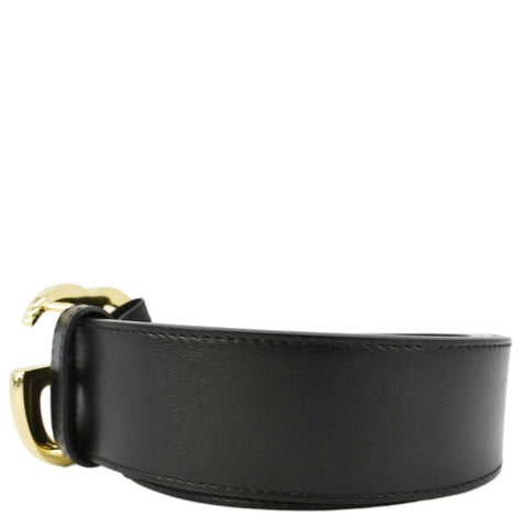 GUCCI Double G Buckle Leather Belt Black 406831 Size 90.36