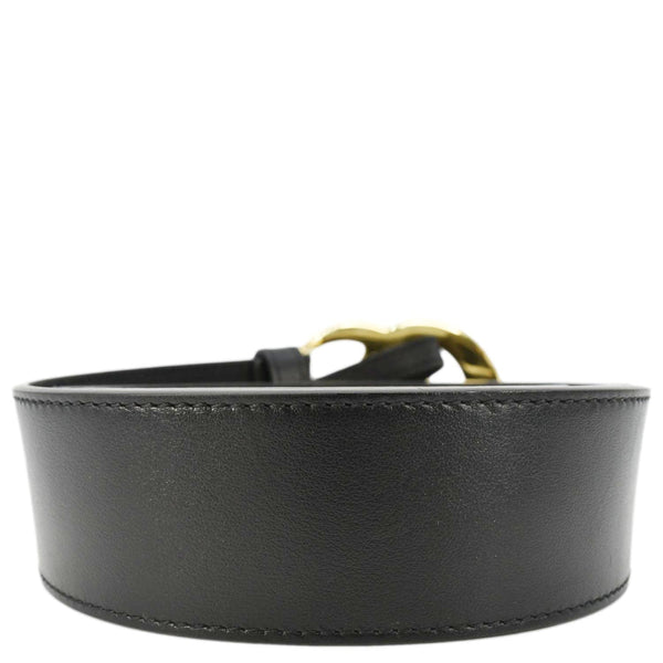 GUCCI Double G Buckle Leather Belt Black 406831 Size 90.36