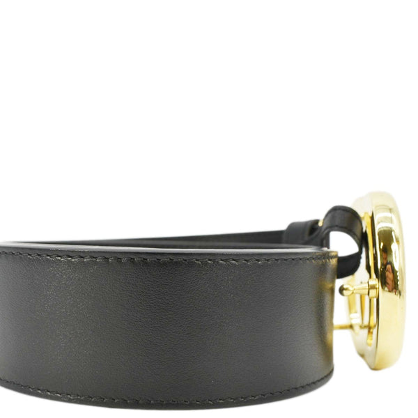 GUCCI Double G Buckle Leather Belt Black 406831 Size 90.36