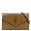 YVES SAINT LAURENT Cassandre Wallet on Chain Leather Envelope Bag Caramel