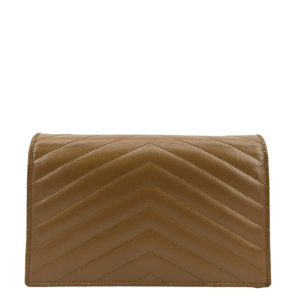 YVES SAINT LAURENT Cassandre Wallet on Chain Leather Envelope Bag Caramel