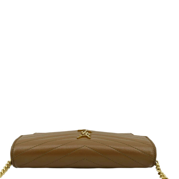 YVES SAINT LAURENT Cassandre Wallet on Chain Leather Envelope Bag Caramel