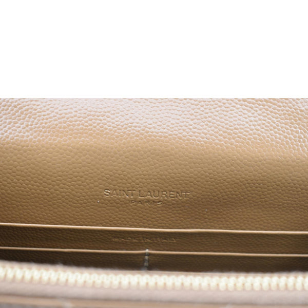 YVES SAINT LAURENT Cassandre Wallet on Chain Leather Envelope Bag Caramel