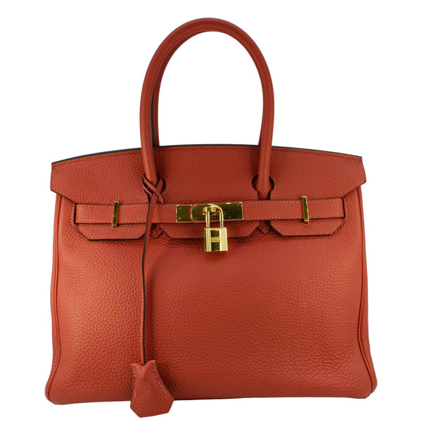 HERMES Birkin 25 Togo Leather Tote Bag Red