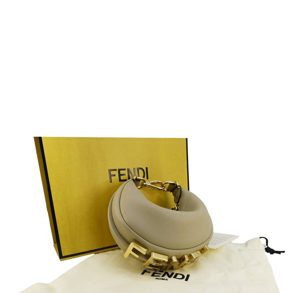 FENDI FendiGraphy Mini Smooth Leather Hobo Bag Cream