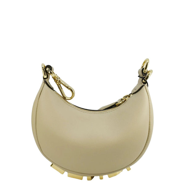 FENDI FendiGraphy Mini Smooth Leather Hobo Bag Cream