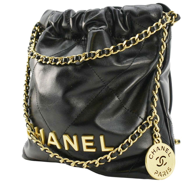 CHANEL 22 Small Quilted Leather Hobo Bag Black