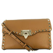 VALENTINO Garavani Rockstud Overlay Flap Small Leather Crossbody Bag Brown