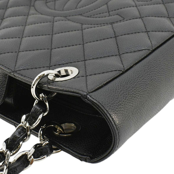 CHANEL PST Petit  Quilted Caviar Leather Shopping Tote Bag Black