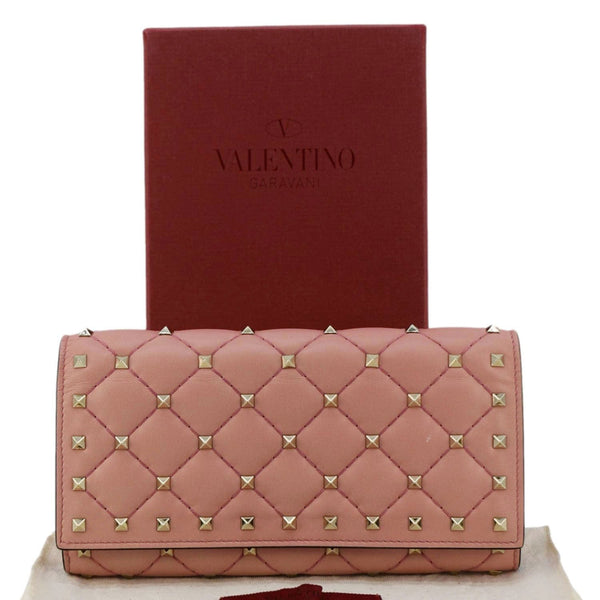 VALENTINO Garavani Rockstud Spike Leather Wallet Dusty Pink