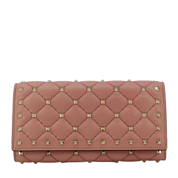 VALENTINO Garavani Rockstud Spike Leather Wallet Dusty Pink