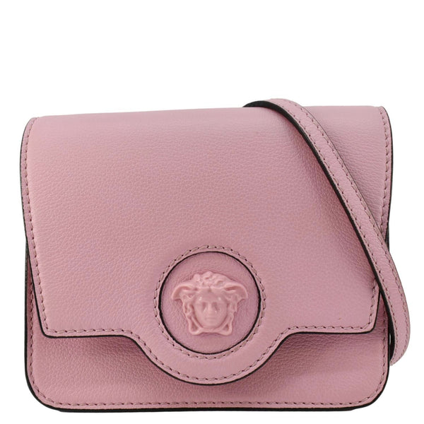 VERSACE La Medusa Small Leather Shoulder Bag Pink