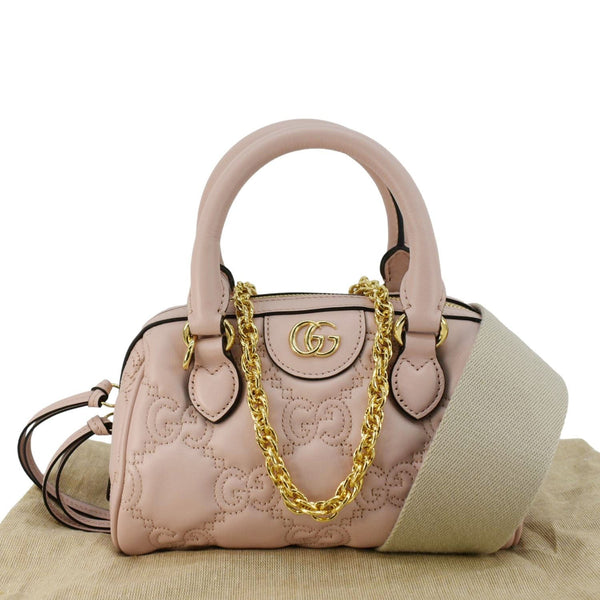 GUCCI Mini Matelasse Calfskin Leather Bowler Bag Pink 702251