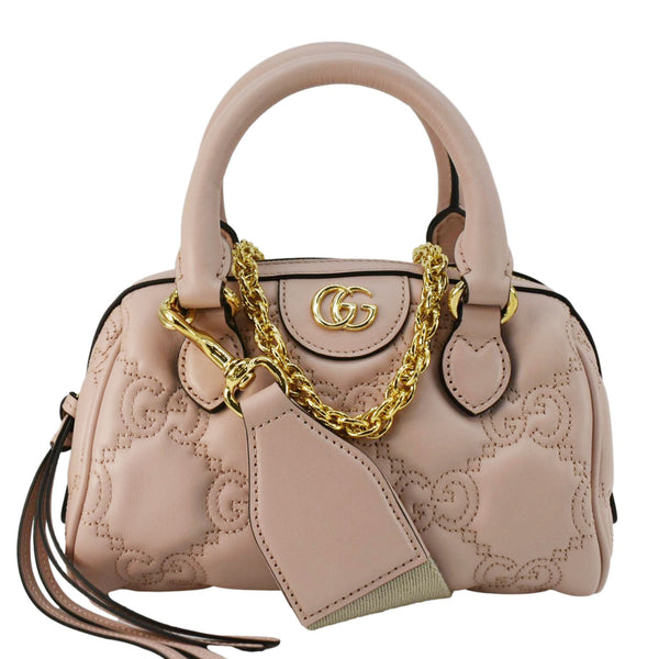 GUCCI Mini Matelasse Calfskin Leather Bowler Bag Pink 702251