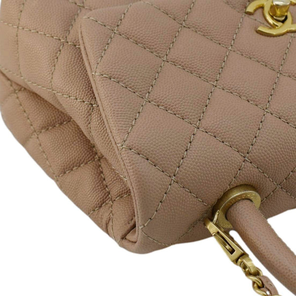 CHANEL CC Coco Flap Caviar Leather Top Handle Shoulder Bag Light Pink