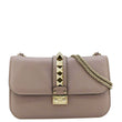 VALENTINO Glam Lock Leather Light Purple Crossbody Bag front look