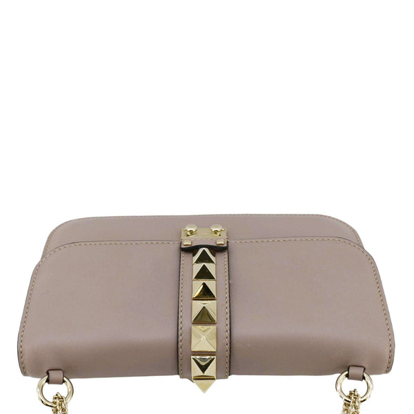 VALENTINO Glam Lock Leather Light Purple Crossbody Bag upper look