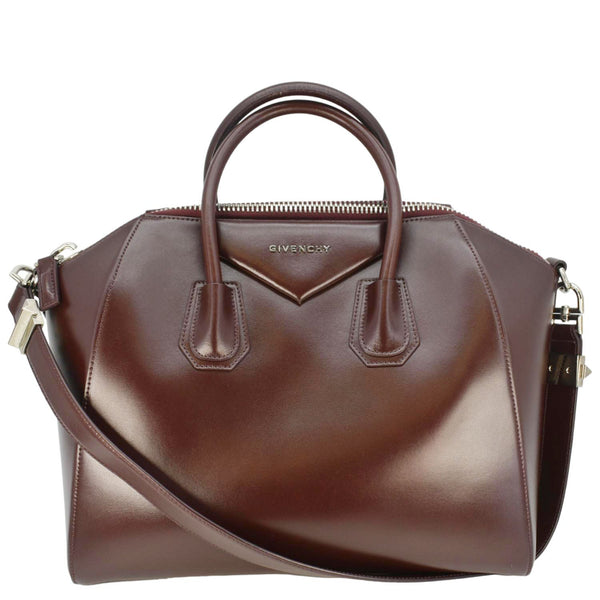 GIVENCHY Antigona Leather Shoulder Bag Bordeaux