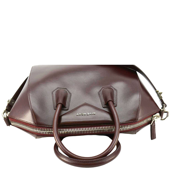 GIVENCHY Antigona Leather Shoulder Bag Bordeaux