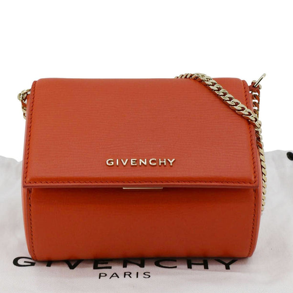 GIVENCHY Pandora Box Mini Leather Chain Shoulder Bag Orange