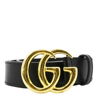 GUCCI Double G buckle Marmont Leather Belt Black 414516 Size 80.32