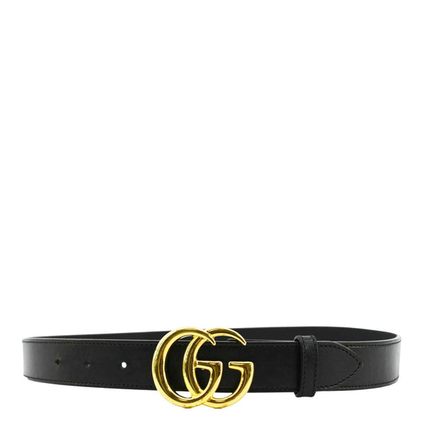 GUCCI Double G buckle Marmont Leather Belt Black 414516 Size 80.32