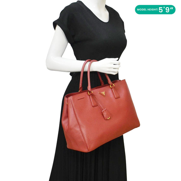 PRADA Lux Open Saffiano Leather Tote Bag Red