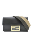 FENDI Flat Baguette Mini Leather Shoulder Bag Black