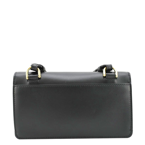 FENDI Flat Baguette Mini Leather Shoulder Bag Black